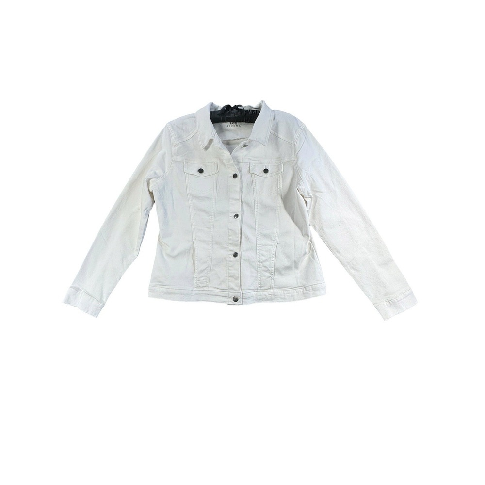 Lee Riders Womens XL White Denim Jean Jacket Stretch Trucker Classic Casual